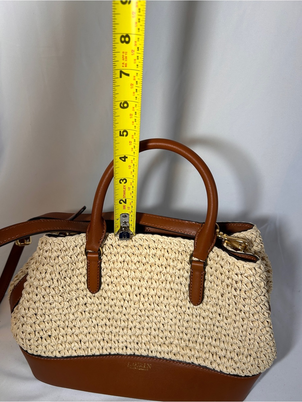 Lauren Ralph Lauren Straw Crochet Satchel Crossbody Bag Summer Boho - Picture 4 of 7